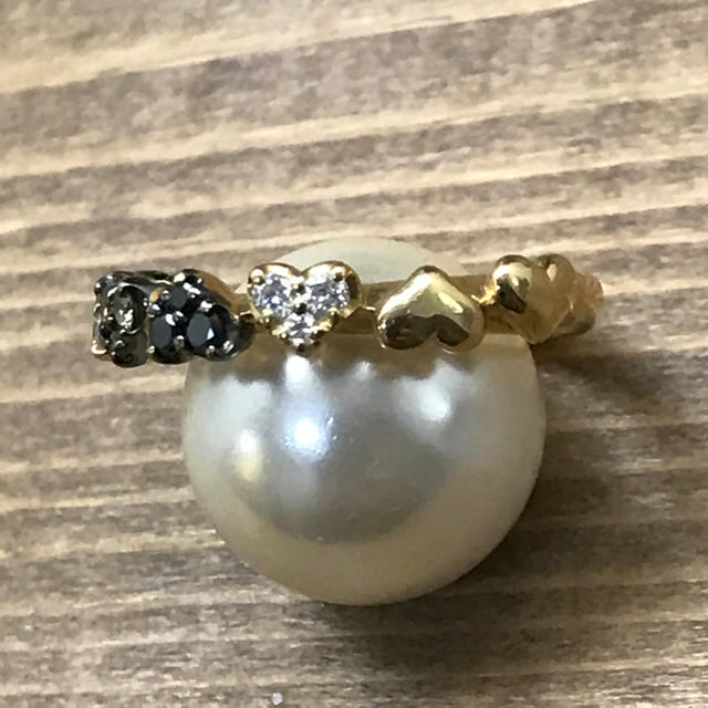 k18ハート♡ハートダイヤモンドピンキーリング レディースのアクセサリー(リング(指輪))の商品写真