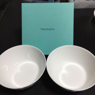 ティファニー(Tiffany & Co.)のTIFFANY&Co.  リボン柄ボウル 水色×白(食器)