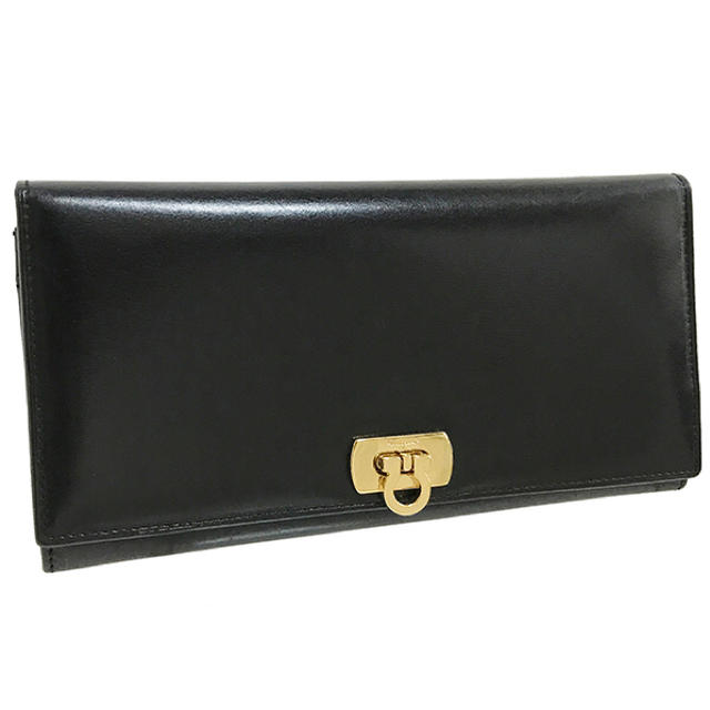 Salvatore Ferragamo - フェラガモ 長財布 財布 サイフ ガンチーニ 黒 ゴールド 【KN4559】の通販 by 買取横丁