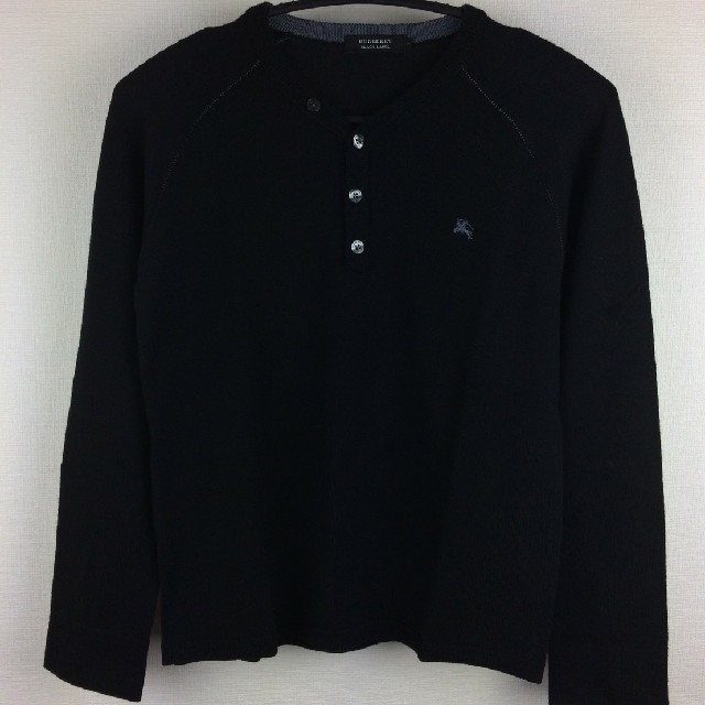 BURBERRY BLACK LABEL(バーバリーブラックレーベル)の美品 BURBERRY BLACK LABEL 長袖ニット 薄手 ヘンリーネック メンズのトップス(ニット/セーター)の商品写真