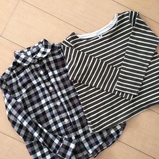 ユニクロ(UNIQLO)のユニクロ キッズ シャツとカットソー２点セット 110サイズ(Tシャツ/カットソー)