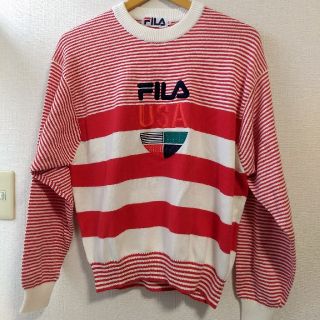 フィラ(FILA)のFILA USA/フィラ/ボーダーコットンニットセーター/サイズフリー/レッド(ニット/セーター)