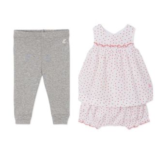 プチバトー(PETIT BATEAU)の華恵様専用☆プチバトー ポプリンフラワー ワンピース＆ブルマ、カルソン(ワンピース)