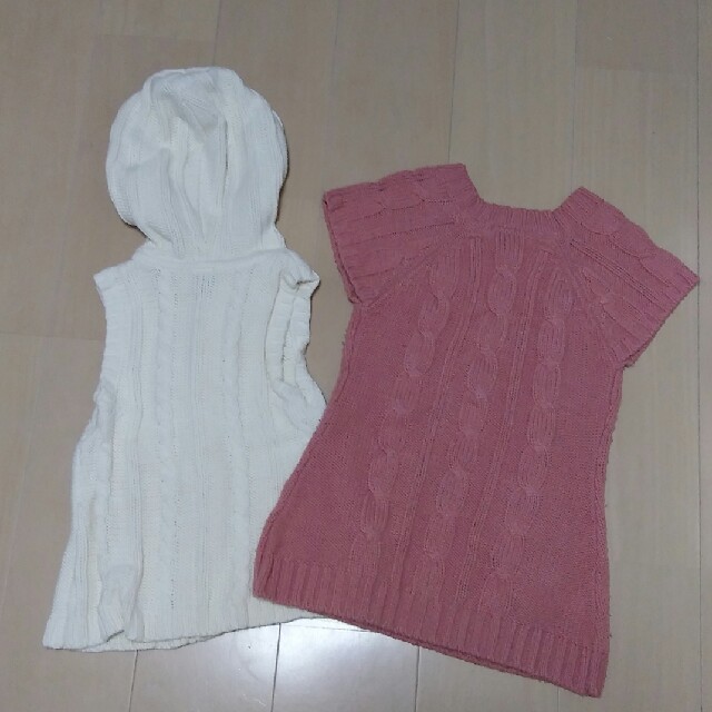 GAP Kids(ギャップキッズ)のGAPkids・GU　ベスト・ワンピースセット キッズ/ベビー/マタニティのキッズ服女の子用(90cm~)(ニット)の商品写真