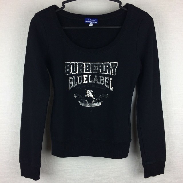 BURBERRY BLUE LABEL(バーバリーブルーレーベル)の美品 BURBERRY BLUE LABEL 長袖スウェット ブラック 38 レディースのトップス(トレーナー/スウェット)の商品写真