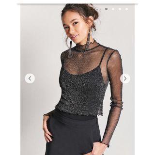 フォーエバートゥエンティーワン(FOREVER 21)のSheer metallic mesh top(シャツ/ブラウス(長袖/七分))