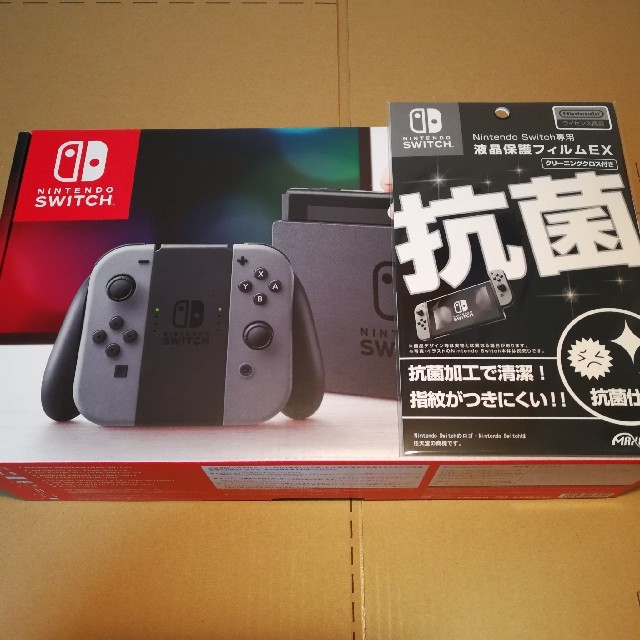 新品/即発送/送料無料 ニンテンドースイッチ グレー(専用保護フィルム付き)