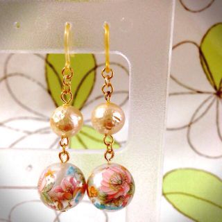 浴衣に＊和柄レトロピアスB＊樹脂フック(ピアス)