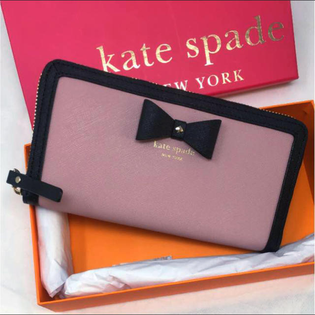 【超安い】 spade kate new ジップ ピンク リボン 長財布 ケイトスペード spade 未使用☺︎kate - york 財布