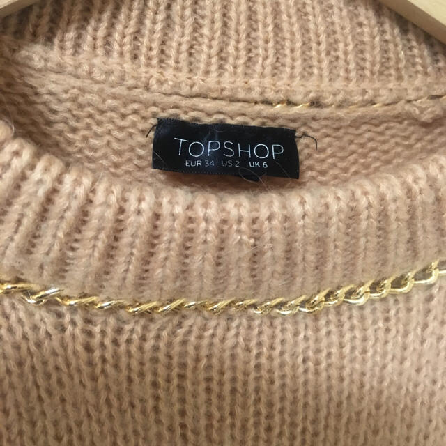 TOPSHOP(トップショップ)のTOP SHOP レア ゴールドチェーン ドルマンニット ピンクベージュ XS レディースのトップス(ニット/セーター)の商品写真