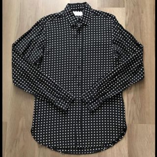 SAINT LAURENT PARIS サンローラン パリ 17SS オープンカラーシルクドットシャツ ブラック 38