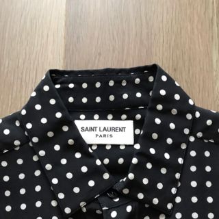 SAINT LAURENT PARIS サンローラン パリ 17SS オープンカラーシルクドットシャツ ブラック 38