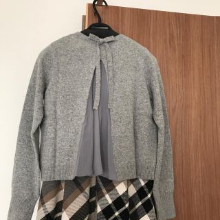 バーバリーブルーレーベル(BURBERRY BLUE LABEL)の【送料込】BBL＊秋冬用・後ろリボンカーディガン＊ホース有／紙タグ保管／未使用＊(カーディガン)