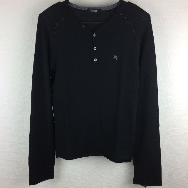 BURBERRY BLACK LABEL(バーバリーブラックレーベル)の美品 BURBERRY BLACK LABEL 長袖ニット ヘンリーネック 2 メンズのトップス(ニット/セーター)の商品写真