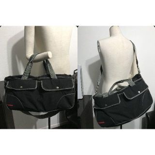 プラダ(PRADA)の●最終プラダスポーツ横長2Way中ボストンバッグ黒ショルダー外ポケ5赤タグ●美品(ボストンバッグ)