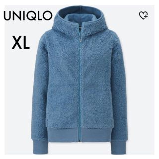 ユニクロ(UNIQLO)の新品 ユニクロ 防風 フリースボアパーカ ブルー XL(パーカー)