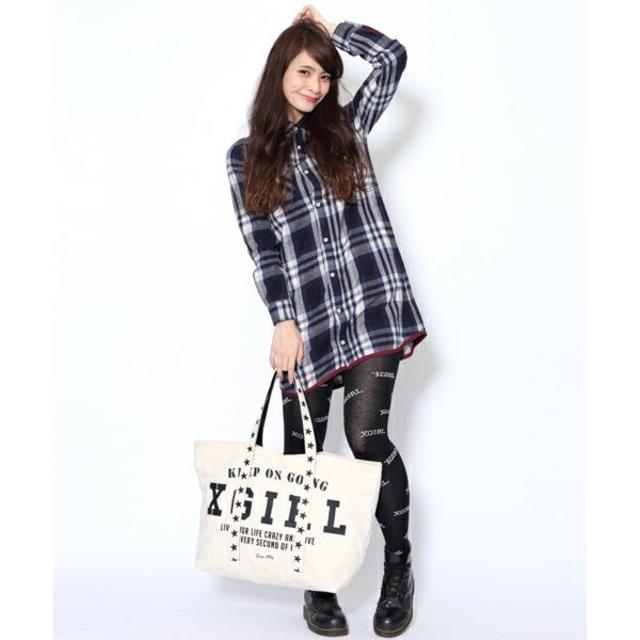 X-girl(エックスガール)のX-girl BINDING PLAID SHIRT DRESS レディースのワンピース(ミニワンピース)の商品写真