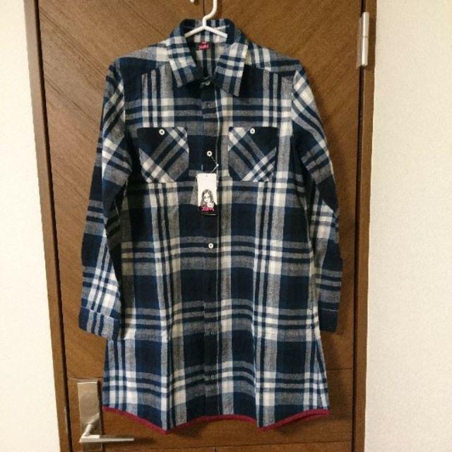 レディースX-girl BINDING PLAID SHIRT DRESS