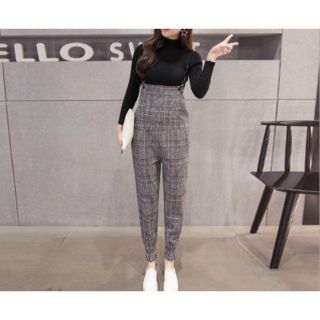 ザラ(ZARA)の☆大人気☆グレンチェック オールインワン サロペット グレー　#1227(サロペット/オーバーオール)