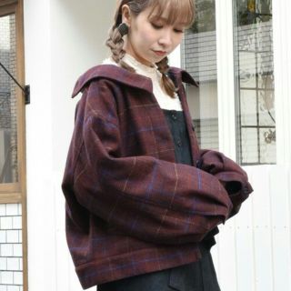 ダブルクローゼット(w closet)の後ろレースアップチェック☆ボルドー(ブルゾン)