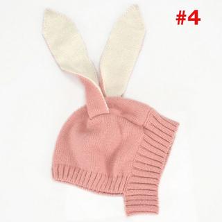 送料無料 ニットベビー帽子【ピンク】 ベビー服 赤ちゃん帽子 耳付き 出産祝い(帽子)