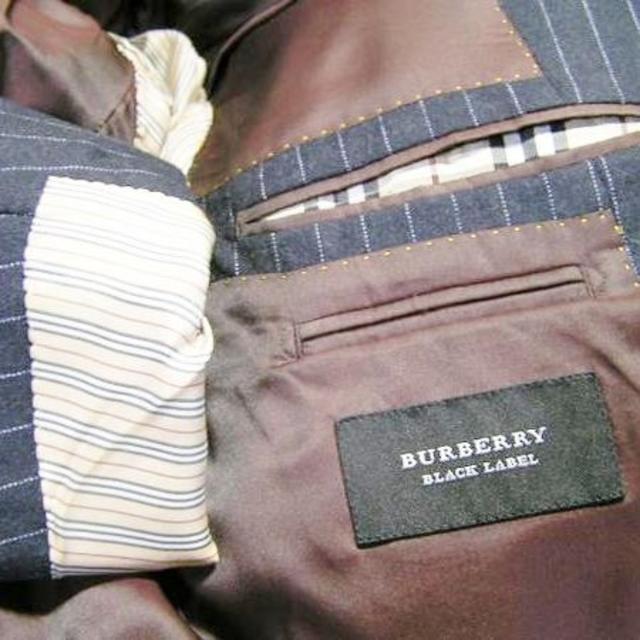 BURBERRY BLACK LABEL(バーバリーブラックレーベル)のバーバリーブラックグレーストライプジャケット40美品高級　　E420 メンズのジャケット/アウター(テーラードジャケット)の商品写真