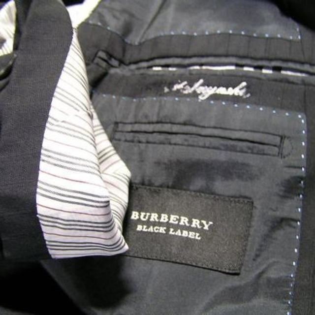 BURBERRY BLACK LABEL(バーバリーブラックレーベル)のスーパー100ｓバーバリー黒ストライプ織ジャケット40R美品　 E418　 メンズのジャケット/アウター(テーラードジャケット)の商品写真