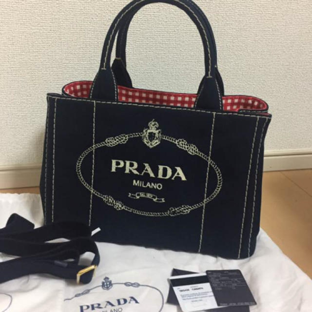 PRADA - プラダ カナパ   ギンガム チェック 新品 Ｓ