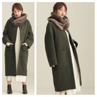 良好品】 レッセパッセ タグ付き新品 マフラー ファースヌード付コート
