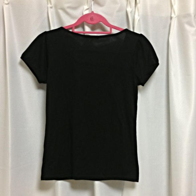 NATURAL BEAUTY BASIC(ナチュラルビューティーベーシック)のパフスリーブ 黒 半袖Ｔシャツ Ｍ 美品 レディースのトップス(カットソー(半袖/袖なし))の商品写真