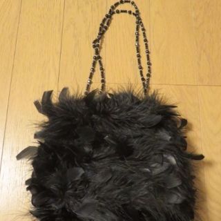 タカシマヤ(髙島屋)の値下げ！美品☆黒のフェザーバック　結婚式　パーティー　高島屋購入(ハンドバッグ)