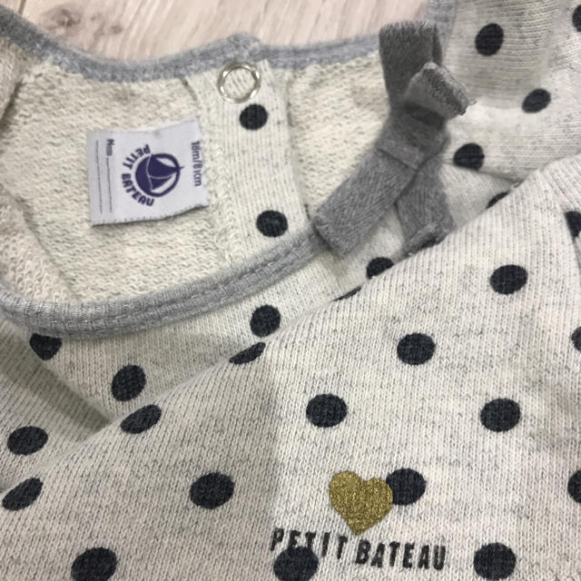PETIT BATEAU(プチバトー)のプチバトー 18マンス  ドットスウェットワンピース キッズ/ベビー/マタニティのベビー服(~85cm)(ワンピース)の商品写真