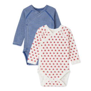 プチバトー(PETIT BATEAU)の☆SALE☆ 新品 プチバトー♡ プリント＆ミラレ長袖あわせボディ２枚組 50(肌着/下着)