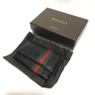 グッチ(Gucci)のGUCCI シェリーライン レザー キーケース グッチ シマレザー(キーケース)