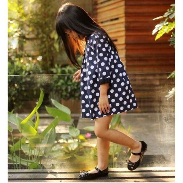 ビッグドット スモックワンピース 130 キッズ/ベビー/マタニティのキッズ服女の子用(90cm~)(ワンピース)の商品写真