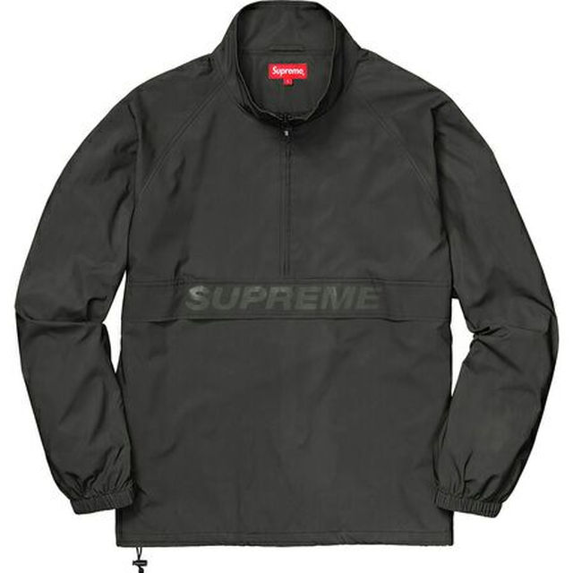 S 黒 Supreme Reflective Half Zip Pullover