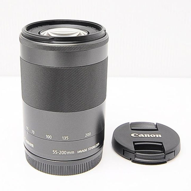 Canon(キヤノン)の遠くもバッチリ★超望遠レンズ★Canon EF-M 55-200mm STM 黒 スマホ/家電/カメラのカメラ(レンズ(ズーム))の商品写真