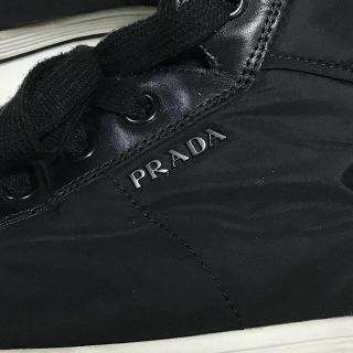 超美品 PRADA　プラダ　ハイカット　スニーカー　ブラック サイドジップ