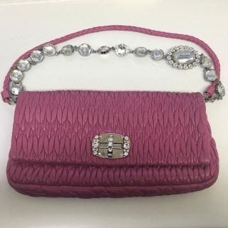 ミュウミュウ(miumiu)の専用 ミュウミュウ　ナッパクリスタル　ショルダーバッグ　３WAY　ビジュー(ショルダーバッグ)