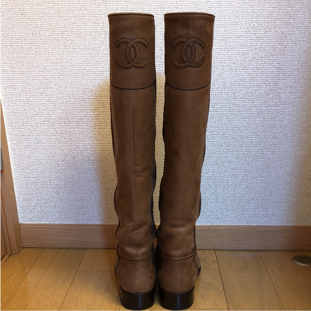 国内発送 CHANEL - CHANEL レザーブーツ 25cm 38.5 ココマーク ロング