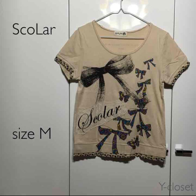 ScoLar(スカラー)の＊ScoLar＊リボン柄Tシャツ＊used＊ レディースのトップス(その他)の商品写真