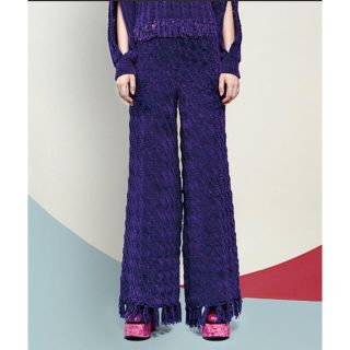 パメオポーズ(PAMEO POSE)の【新品未使用タグ付き】パメオポーズ Mall knit trousers🦋💜(バギーパンツ)