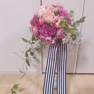 造花ブーケ アーティフィシャルフラワー 芍薬ローズピンク 結婚式 プレ花嫁(ブーケ)