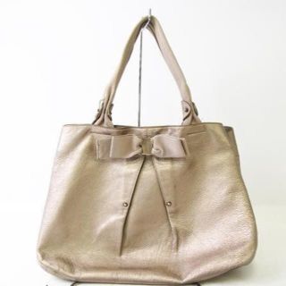 サルヴァトーレフェラガモ(Salvatore Ferragamo)の【美品】 フェラガモ レザー リボン トートバッグ ピンクゴールド(トートバッグ)