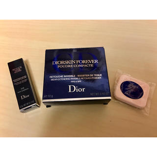 ディオール(Dior)のお得なDIOR コスメ3点セット⭐︎ プレストパウダー+ルージュ+スポンジ(フェイスパウダー)
