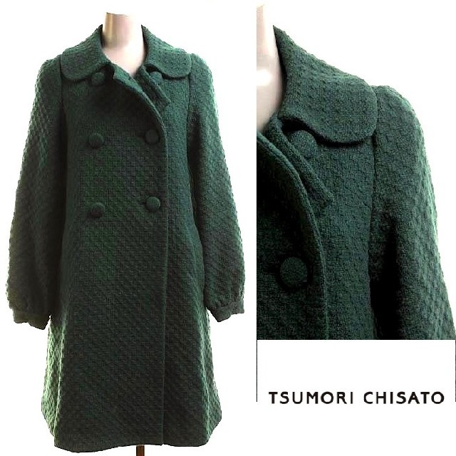 TSUMORI CHISATO(ツモリチサト)のTSUMORI CHISATO 冬 コート ツモリチサト ウール 深緑 ロング レディースのジャケット/アウター(ピーコート)の商品写真