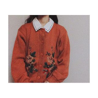 フラワー(flower)の古着屋 お花の刺繍 カーディガン(カーディガン)