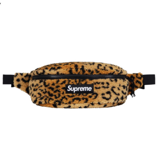 supreme 17FW leopard fleece waist bag