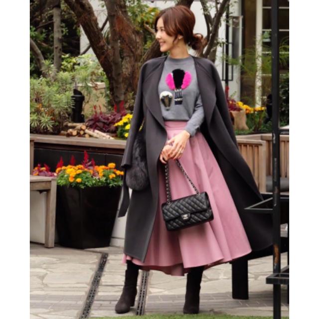 ROPE’(ロペ)のROPE mademoiselle ピンクフレアスカート レディースのスカート(ひざ丈スカート)の商品写真