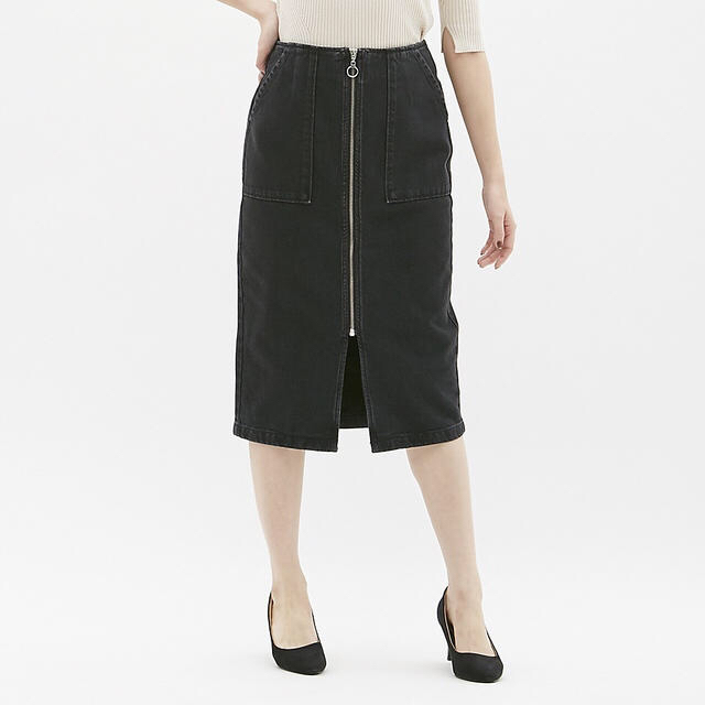 GU(ジーユー)のフロントジップタイトスカート レディースのスカート(ひざ丈スカート)の商品写真